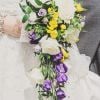 Brides shower flower bouquet purple yellow
