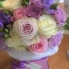 The Dairy Waddesdon wedding venue brides bouquet purple lilac blush roses