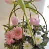 wedding venue breakfast table flowers spring tulip basket arrangement rusti