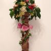 wedding venue breakfast table centre candlestick wooden rustic ivy trailing