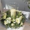 table centrepiece hurricane lamp white grey green wedding fair