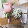 Dee Blush pink rose Grooms buttonhole and gypsophila page boy buttonhole