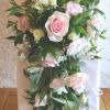 Dee Teardrop cascade brides bouquet of blush pinks and whites dainty style 